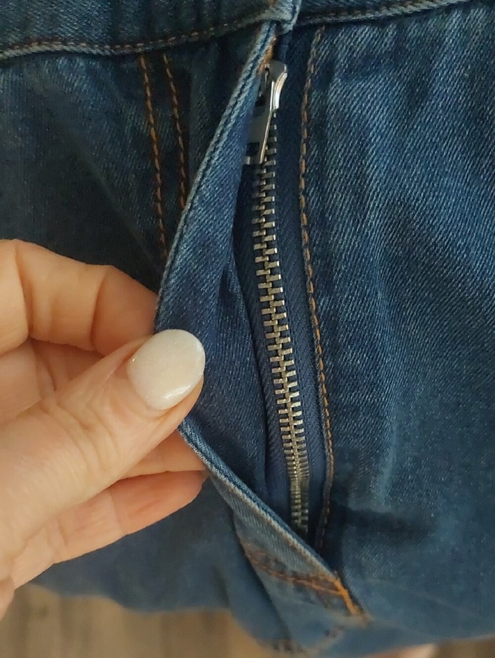 Denim A-Line Midi Dress in Blue - Picture 9 of 12